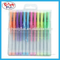 Colorful 12pcs glitter gel ink pen in pvc bag